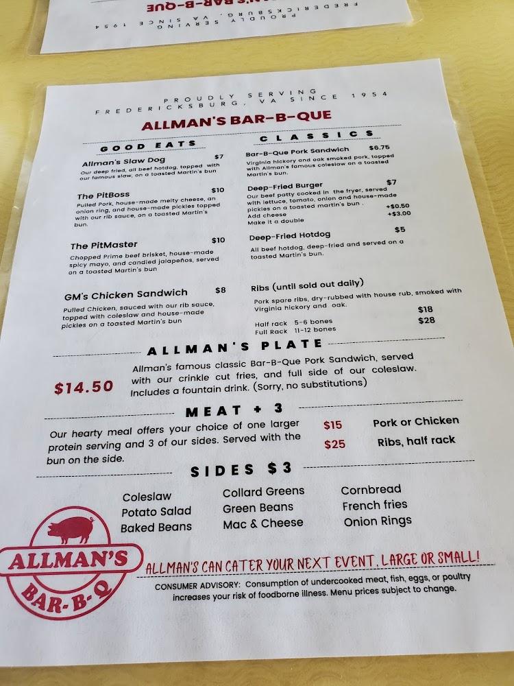 Allman's Bar-B-Que Menu image 2