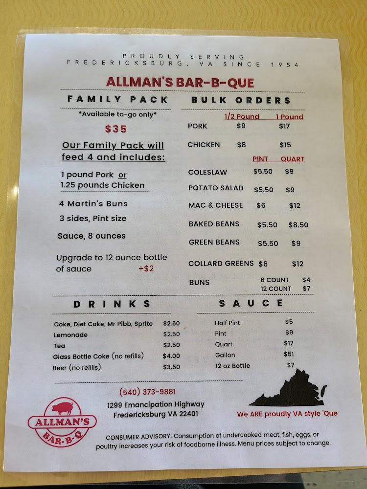 Allman's Bar-B-Que Menu image 3
