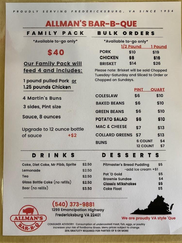 Allman's Bar-B-Que Menu image 4